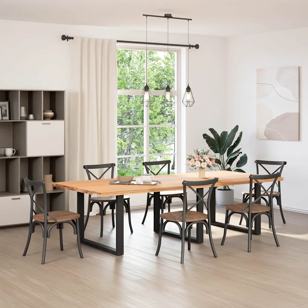 Black Steel U-Shaped Dining Table Legs 2pcs - Adjustable Height