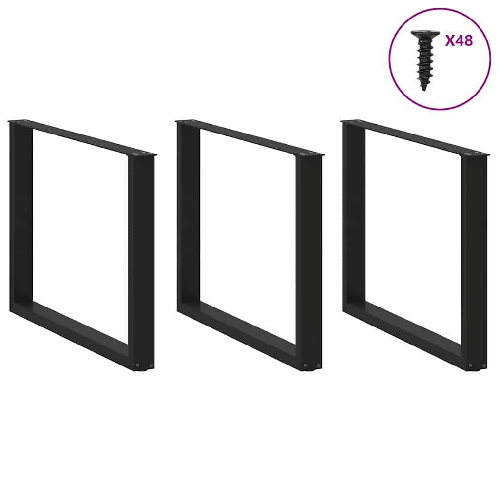 Black Steel U-Shaped Dining Table Legs 2pcs - Adjustable Height