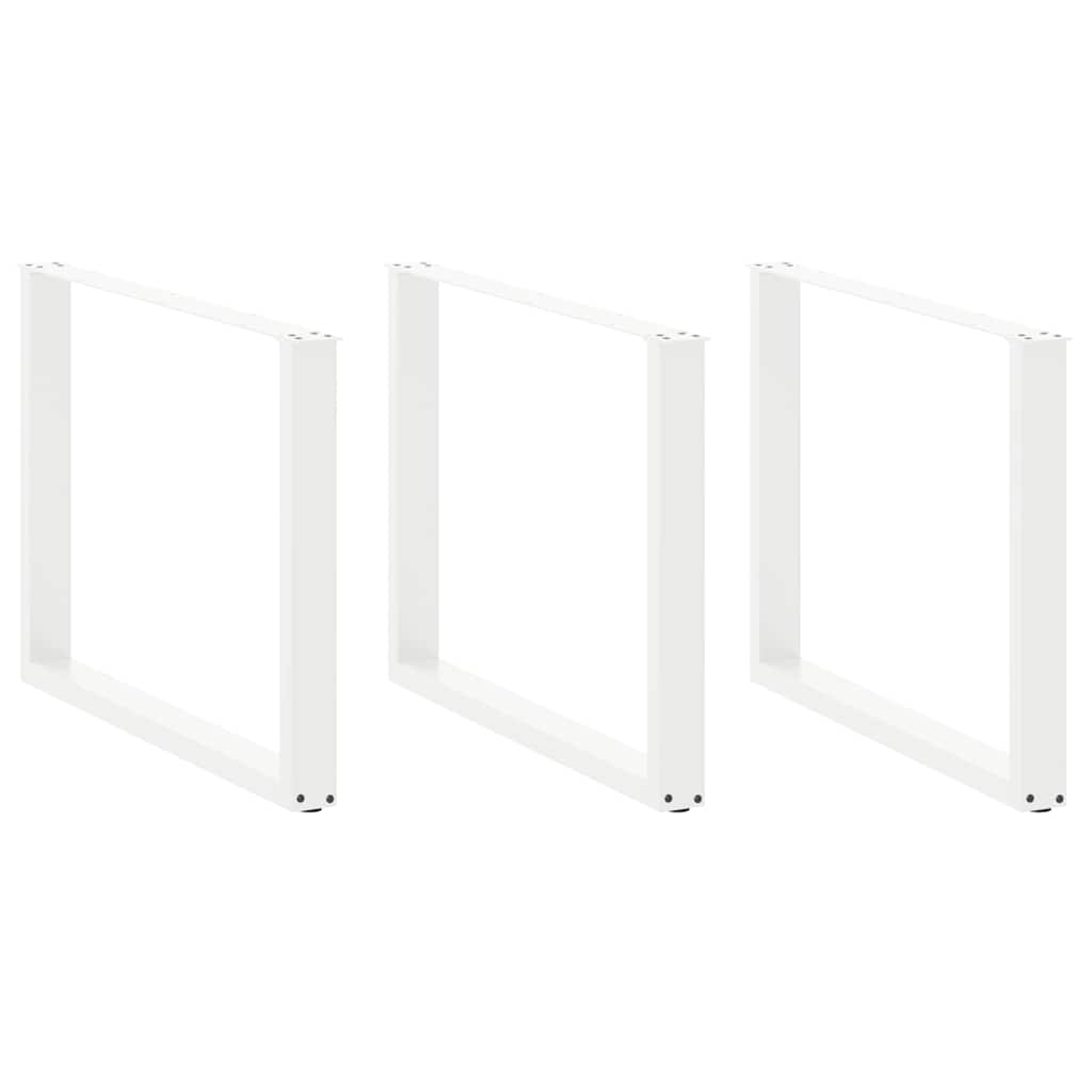 White Steel U-Shaped Dining Table Legs, 2 pcs, Adjustable 100 cm