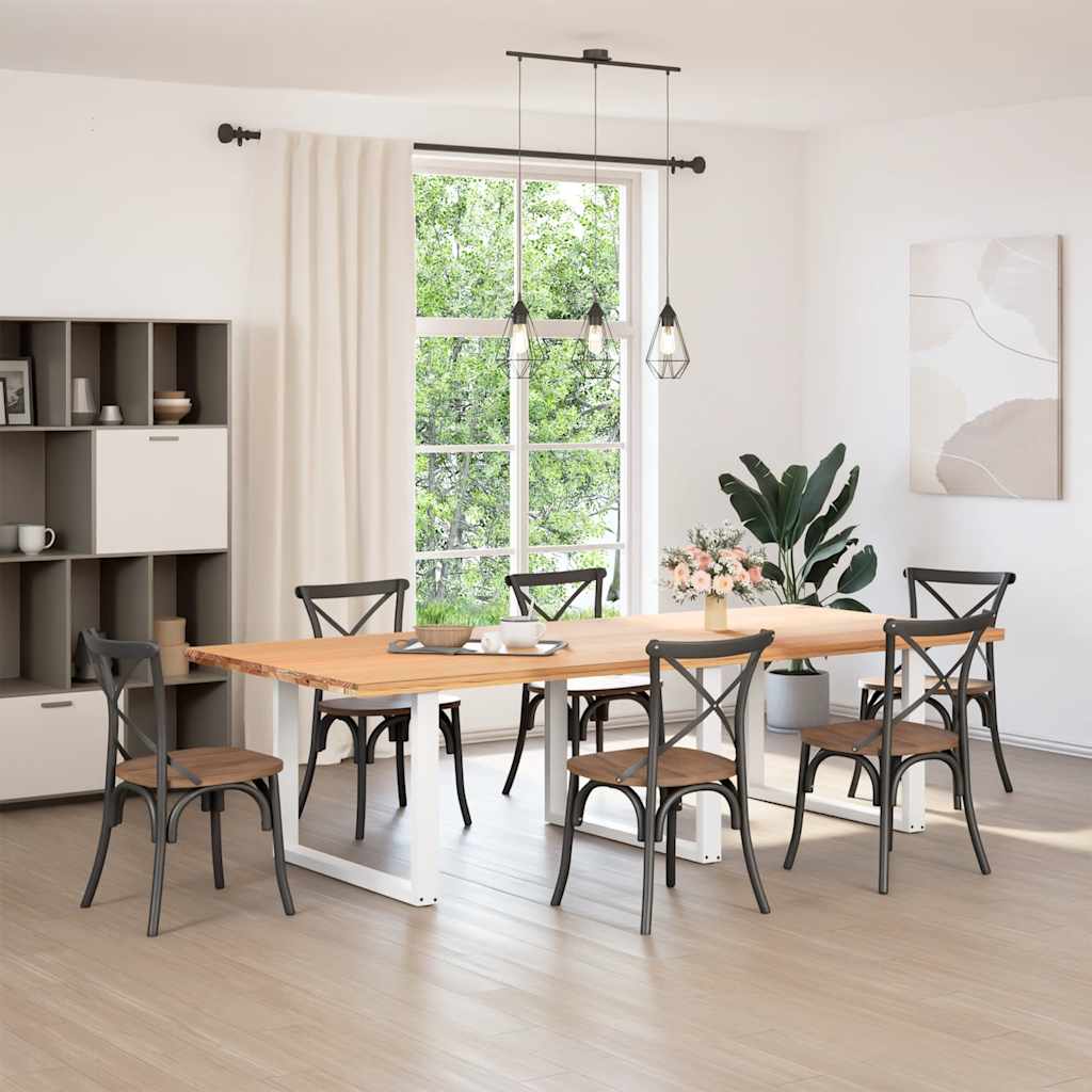 White Steel U-Shaped Dining Table Legs, 2 pcs, Adjustable 100 cm