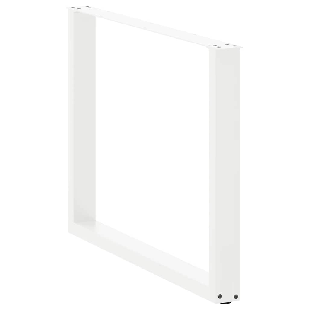 White Steel U-Shaped Dining Table Legs, 2 pcs, Adjustable 100 cm