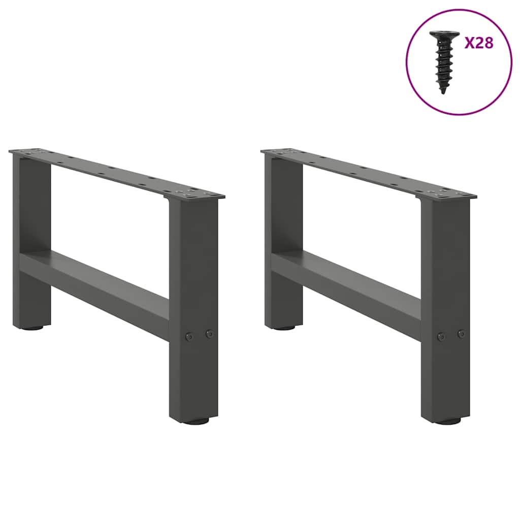 Anthracite Steel Coffee Table Legs - Set of 2, Adjustable 70x(30-31) cm