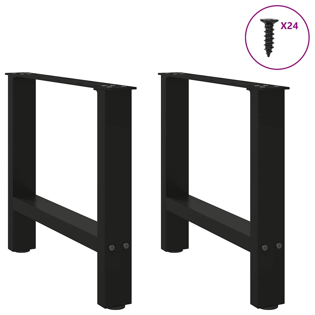 Black Steel Coffee Table Legs 2 pcs, Adjustable 50x(42-43) cm