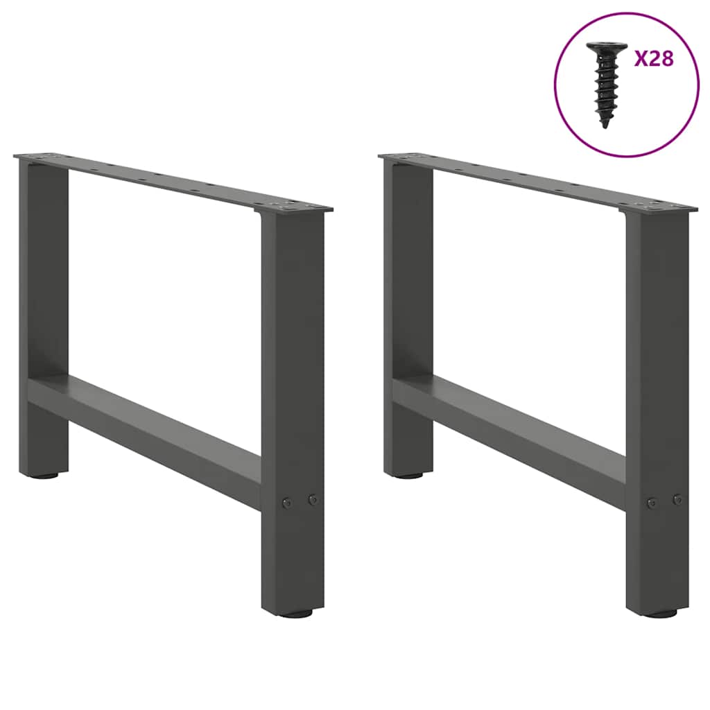 Anthracite Steel Coffee Table Legs 2pcs, Adjustable 70x42-43cm