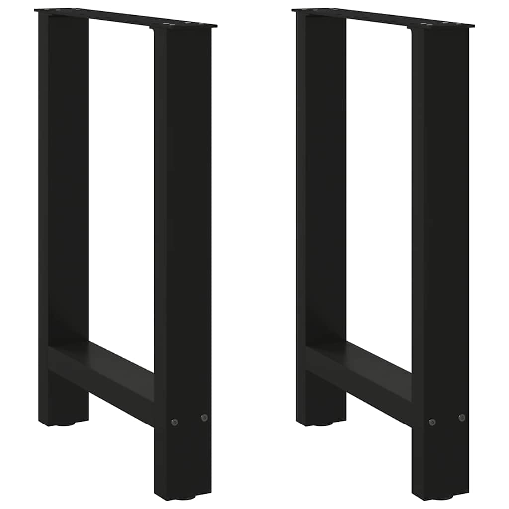 Black Steel Dining Table Legs, Set of 2, Adjustable Height 60x(72-73) cm