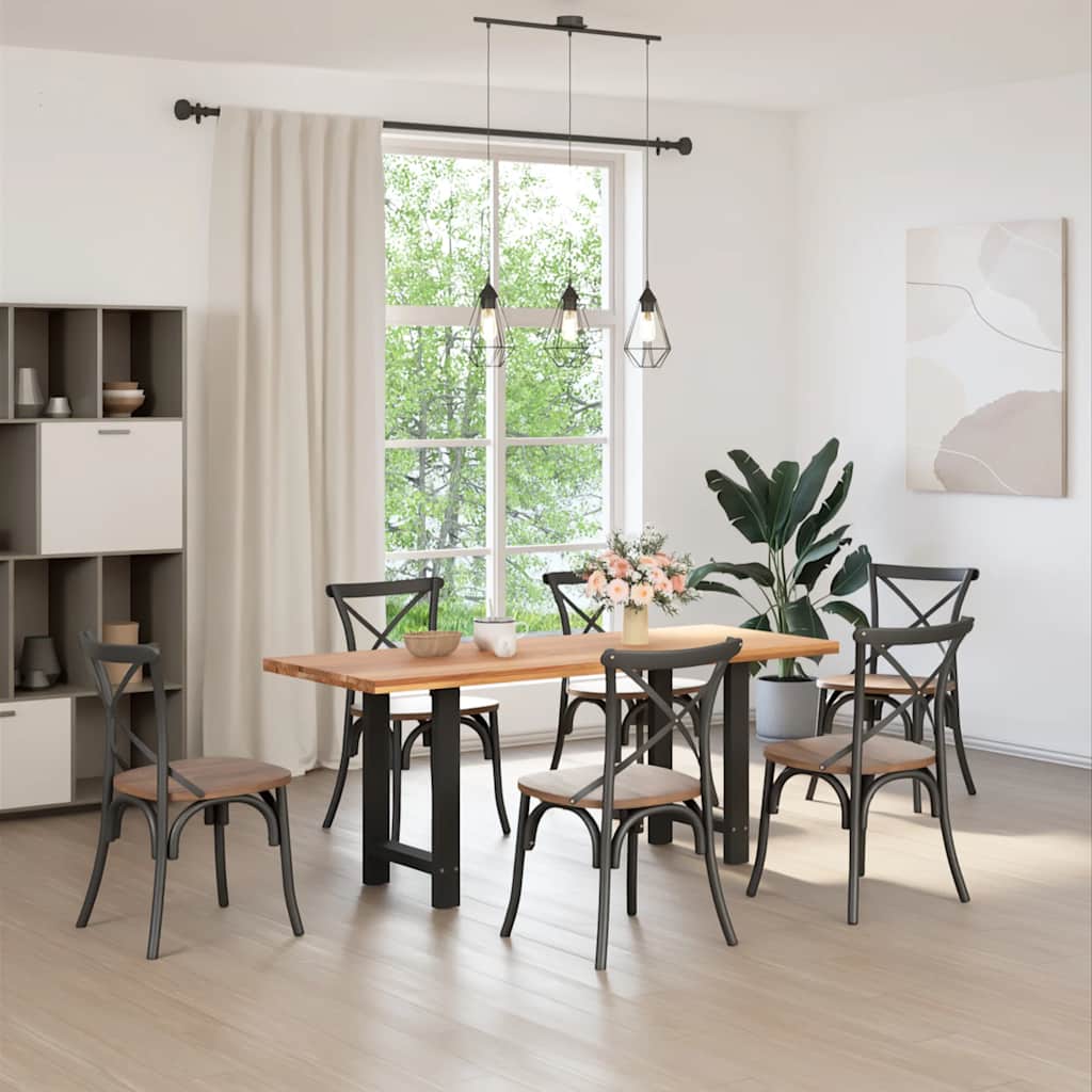 Black Steel Dining Table Legs, Set of 2, Adjustable Height 60x(72-73) cm