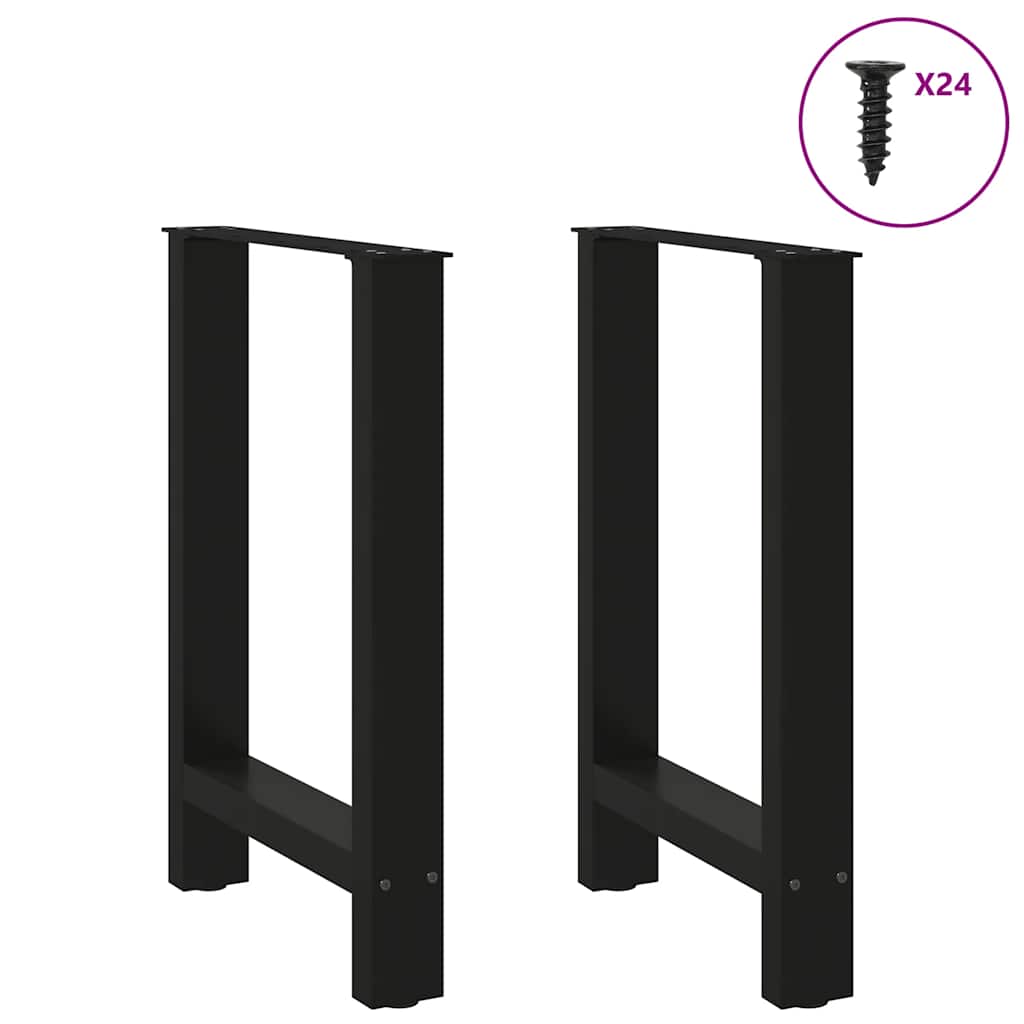Black Steel Dining Table Legs, Set of 2, Adjustable Height 60x(72-73) cm