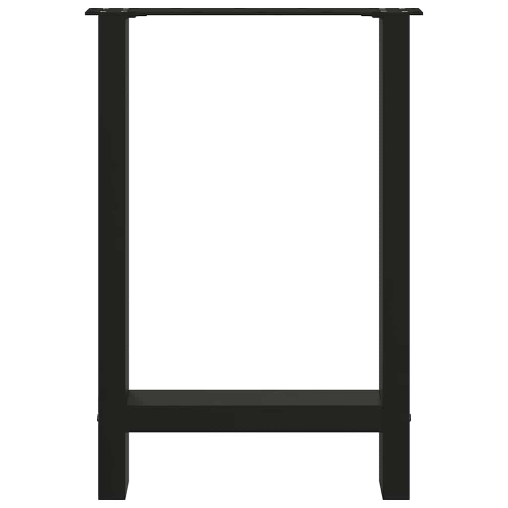 Black Steel Dining Table Legs, Set of 2, Adjustable Height 60x(72-73) cm