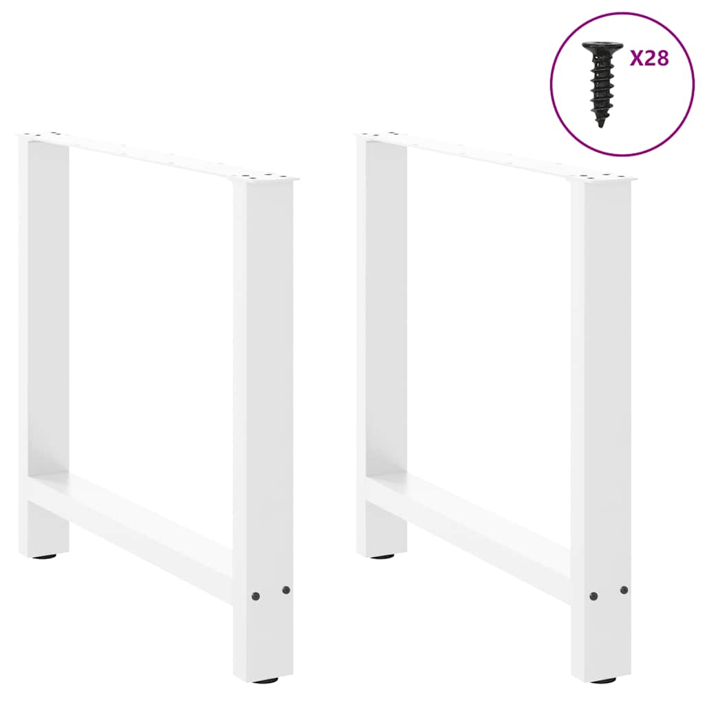 Steel Dining Table Legs, White, Set of 2, Adjustable 80x72-73 cm