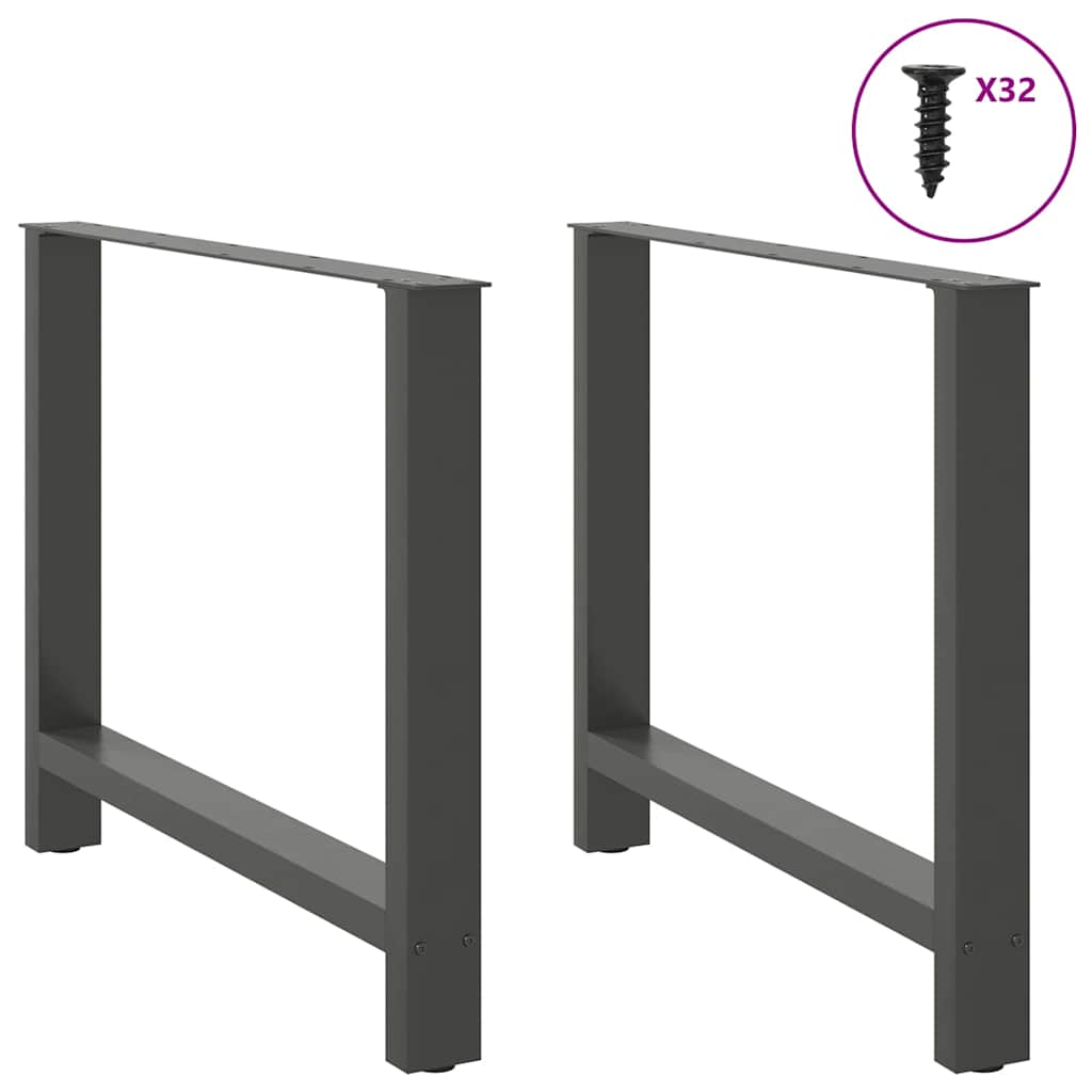 Anthracite Steel Dining Table Legs, Adjustable 72-73cm, Set of 2