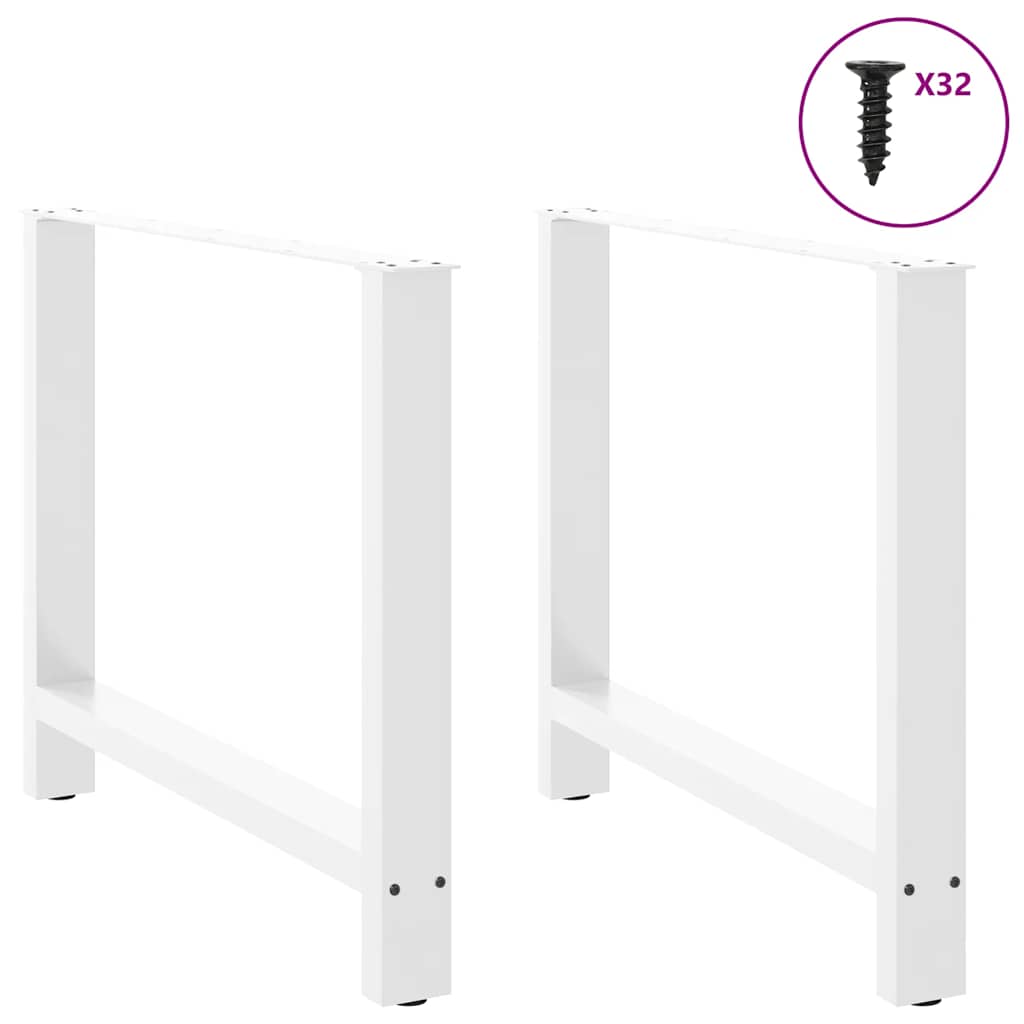 White Steel Dining Table Legs 2 Pcs, Adjustable 100x(72-73) cm