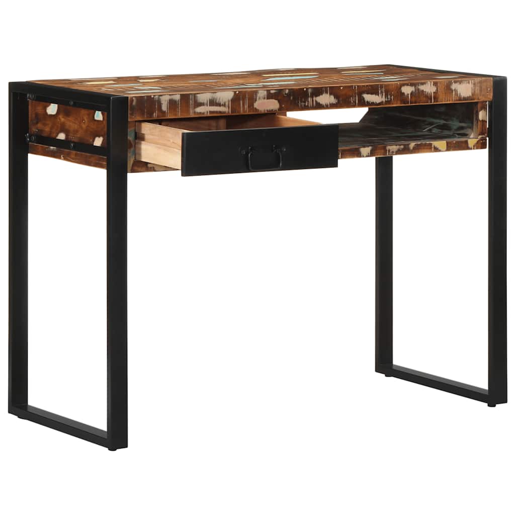 Eco-Friendly Multicolor Desk in Solid Reclaimed Wood, 100x50x75 cm