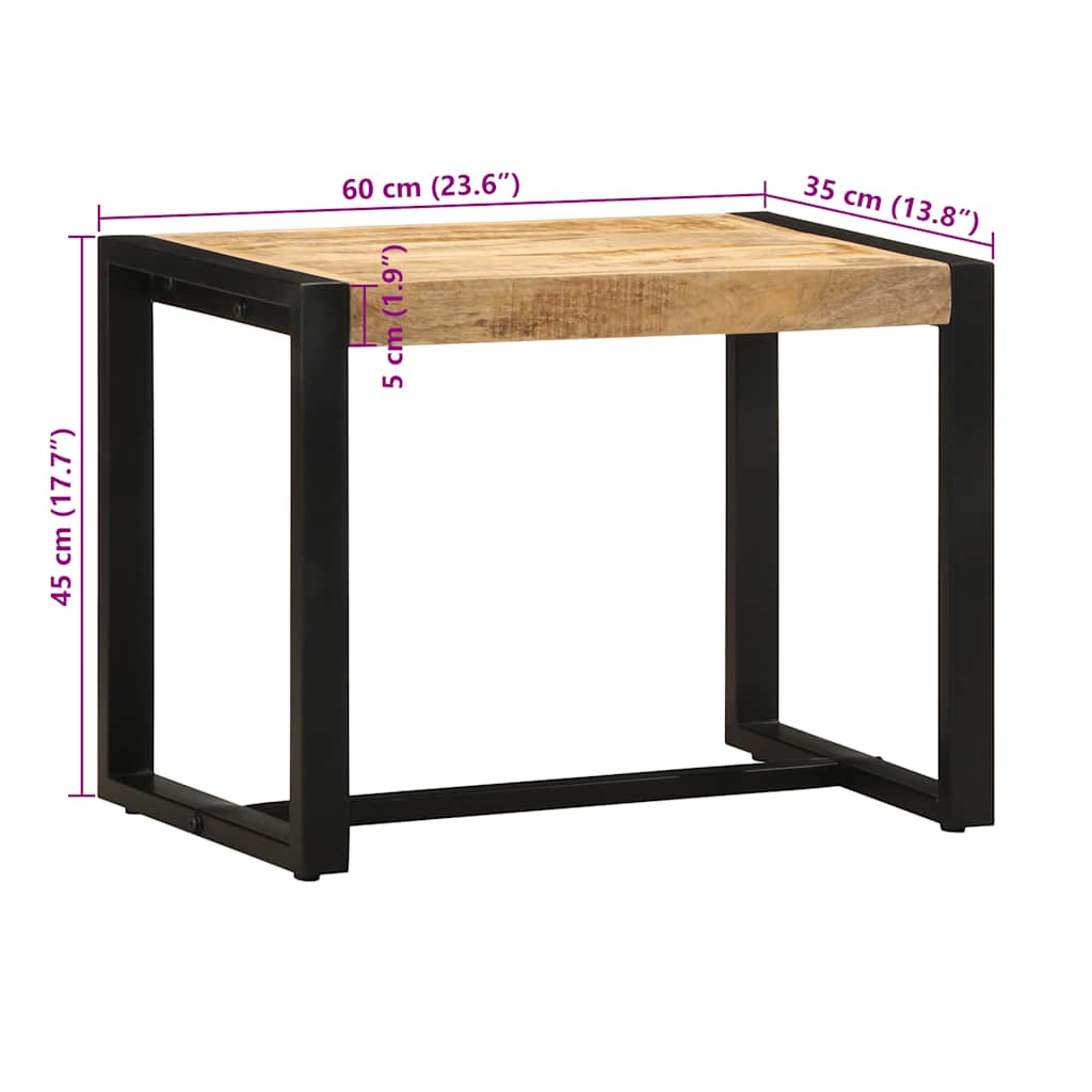 Solid Mango Wood Bench 60x35x45 cm - Rustic & Stylish Decor