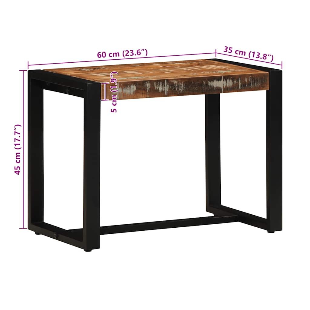 Reclaimed Solid Wood Bench - Multicolour, 60x35x45 cm