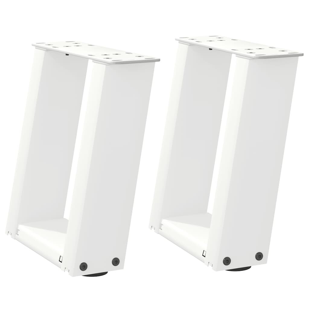 White U-Shaped Steel Coffee Table Legs, 2 Pcs, 30-31cm