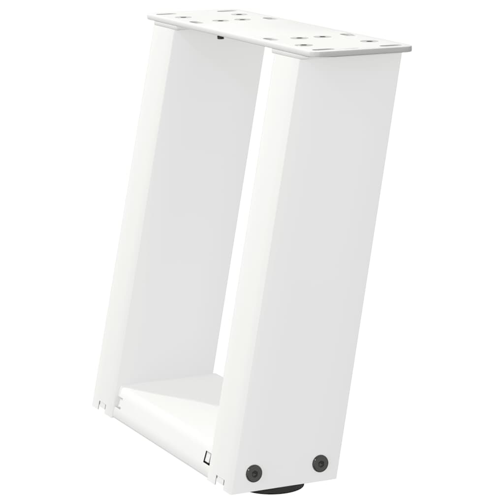 White U-Shaped Steel Coffee Table Legs, 2 Pcs, 30-31cm