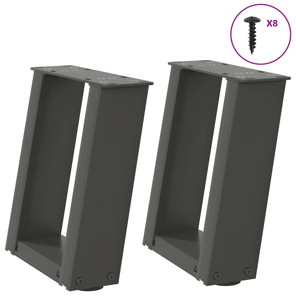 Anthracite U-Shaped Steel Coffee Table Legs 2pcs, 30x(30-31)cm
