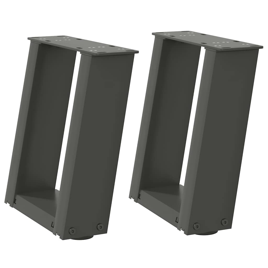 Anthracite U-Shaped Steel Coffee Table Legs 2pcs, 30x(30-31)cm