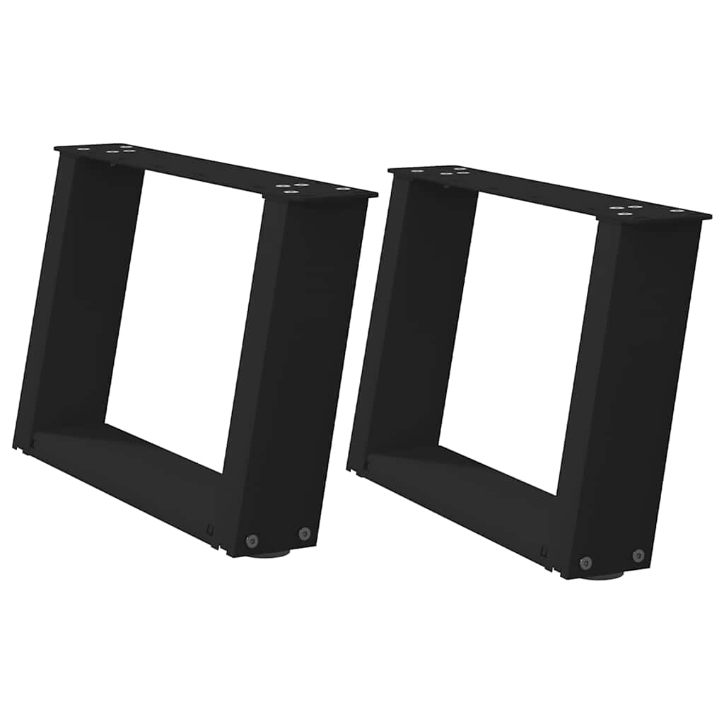 Black Steel U-Shaped Coffee Table Legs 2 pcs, Adjustable 40x30-31 cm
