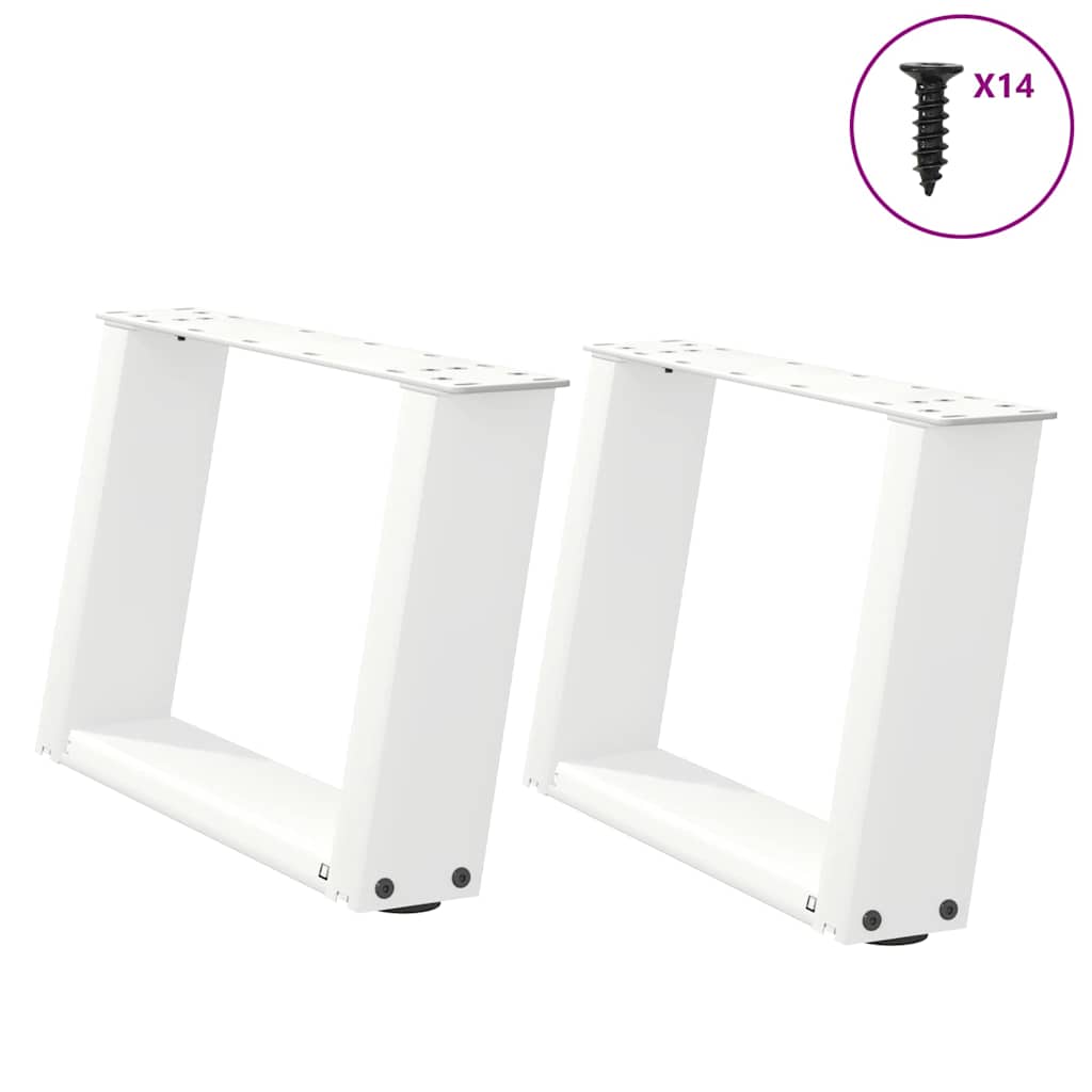 White Steel U-Shaped Coffee Table Legs 2pcs 40x(30-31)cm