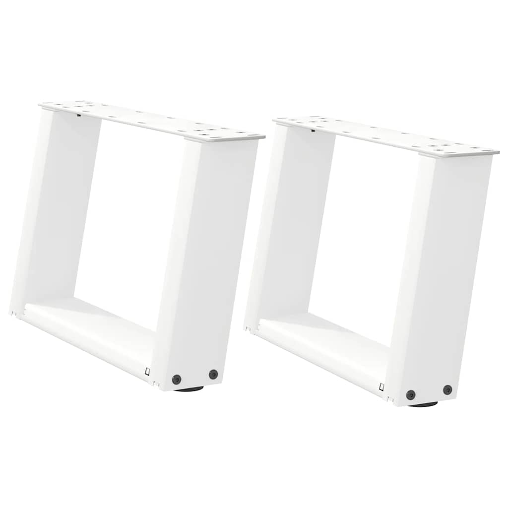 White Steel U-Shaped Coffee Table Legs 2pcs 40x(30-31)cm