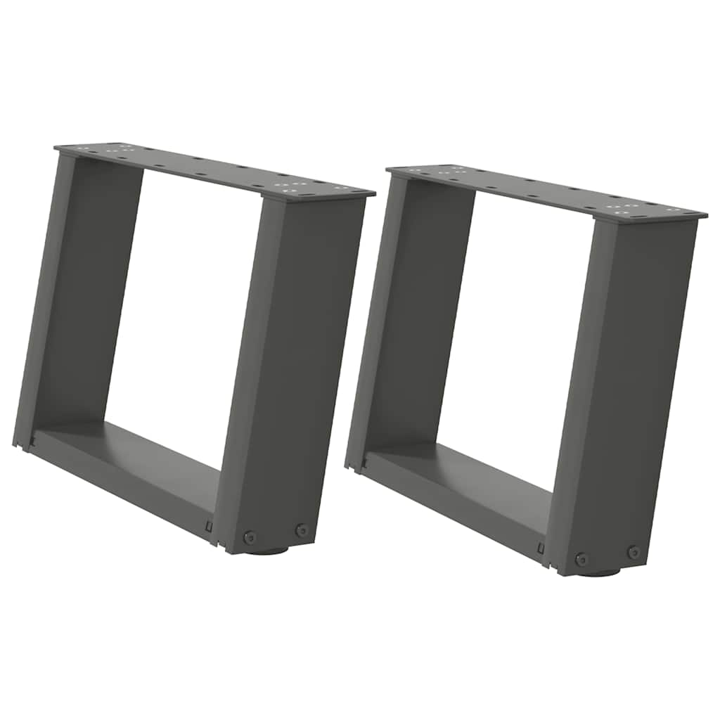 Anthracite Steel U-Shaped Coffee Table Legs 50x30-31cm - Set of 2