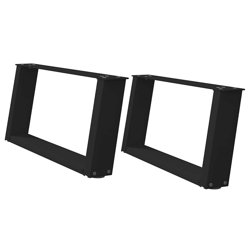 Black Steel U-Shaped Coffee Table Legs, 2 Pcs, 60x30-31 cm