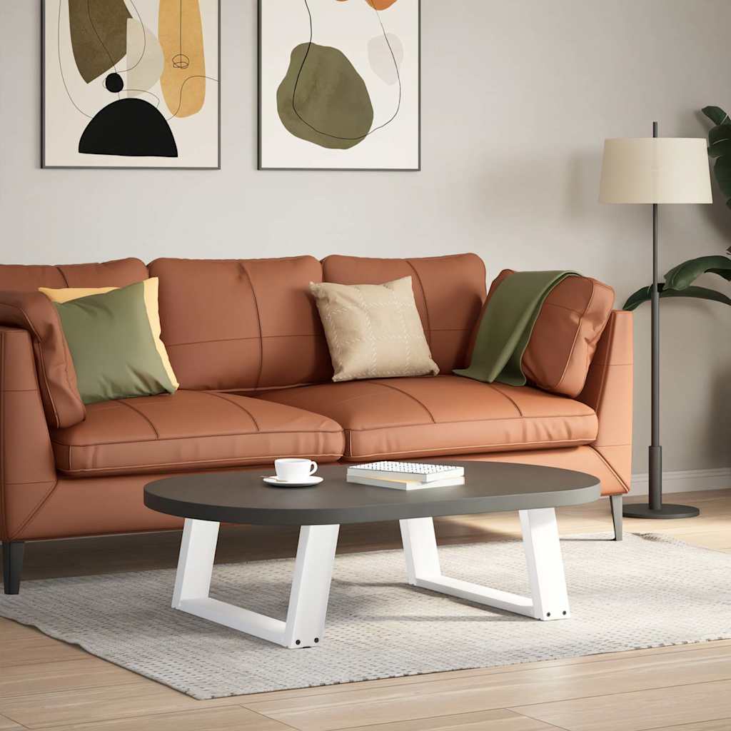 White Steel U-Shaped Coffee Table Legs - Set of 2, 60x30-31 cm