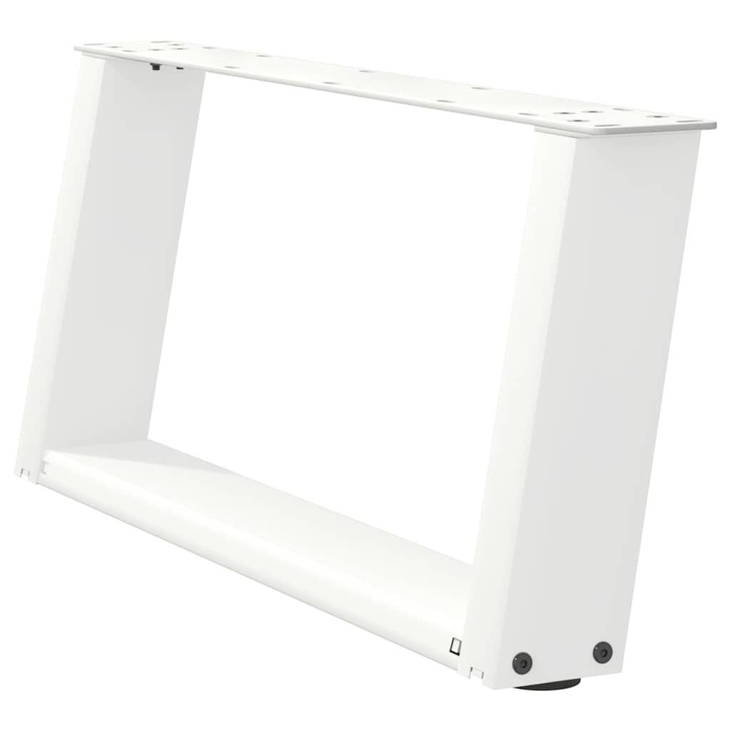 White Steel U-Shaped Coffee Table Legs - Set of 2, 60x30-31 cm