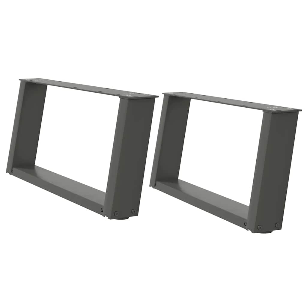 Anthracite Steel U-Shaped Coffee Table Legs, 60x(30-31)cm, 2 Pcs