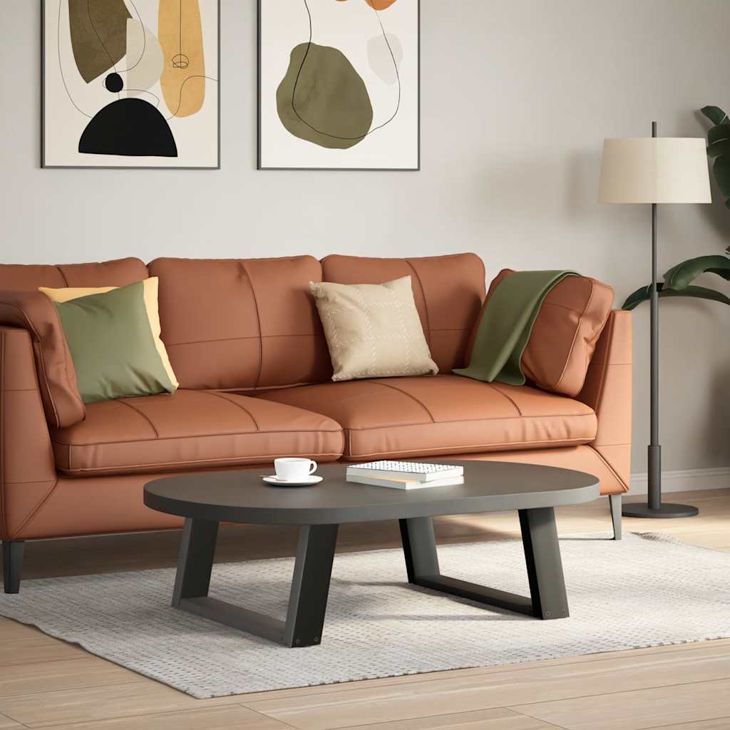 Anthracite Steel U-Shaped Coffee Table Legs, 60x(30-31)cm, 2 Pcs