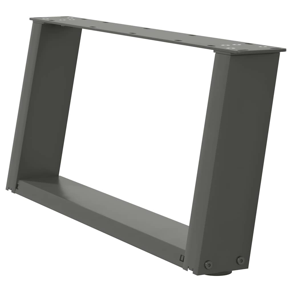 Anthracite Steel U-Shaped Coffee Table Legs, 60x(30-31)cm, 2 Pcs