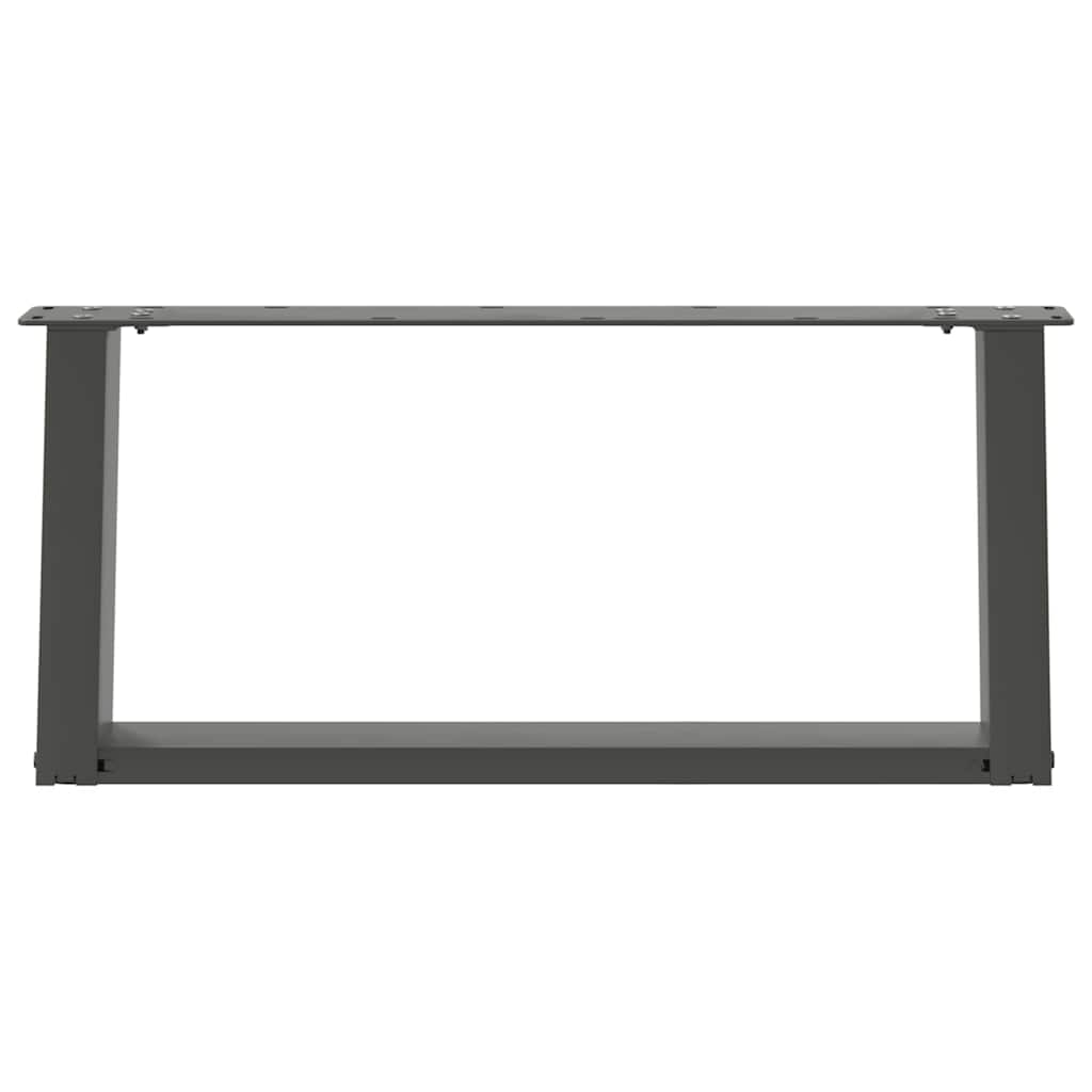 Anthracite Steel U-Shaped Coffee Table Legs, 60x(30-31)cm, 2 Pcs