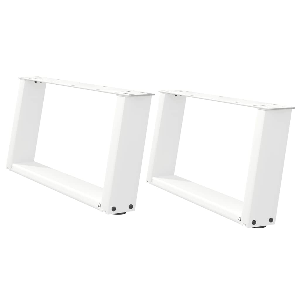 White U-Shaped Steel Coffee Table Legs - 2 pcs, 70x30-31 cm