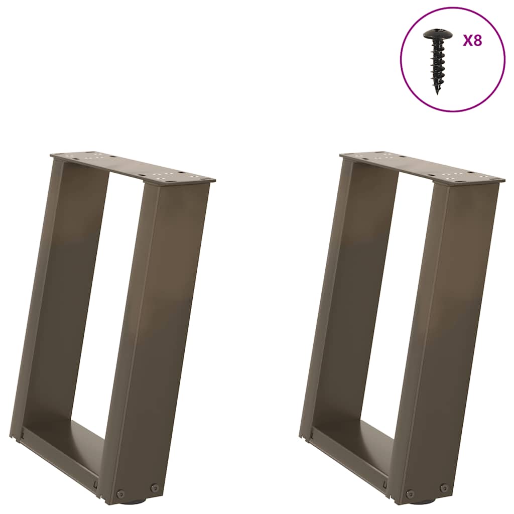 Natural Steel U-Shaped Coffee Table Legs, 2pcs, 28x42-43cm