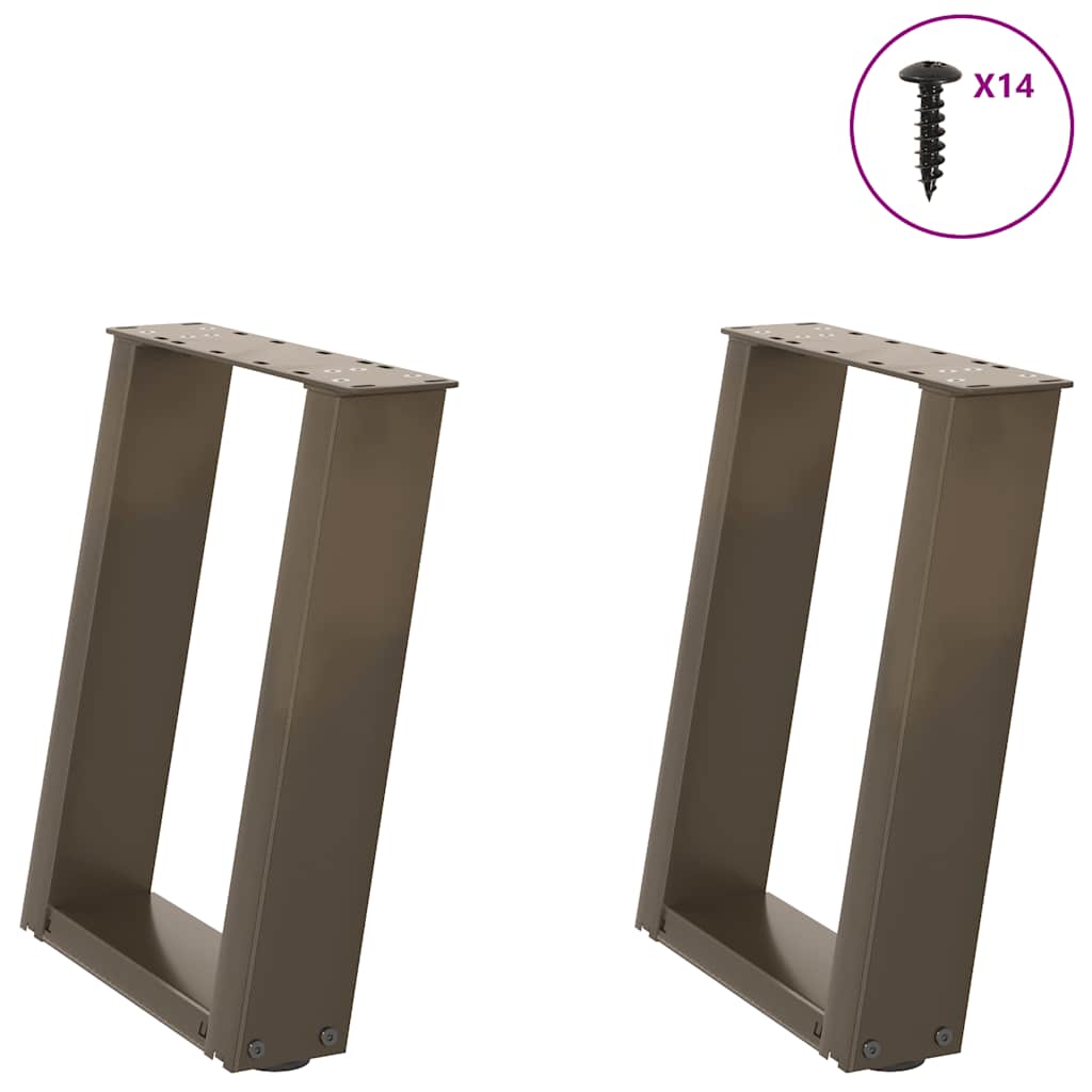 Natural Steel U-Shaped Coffee Table Legs 2 Pcs 38x(42-43) cm