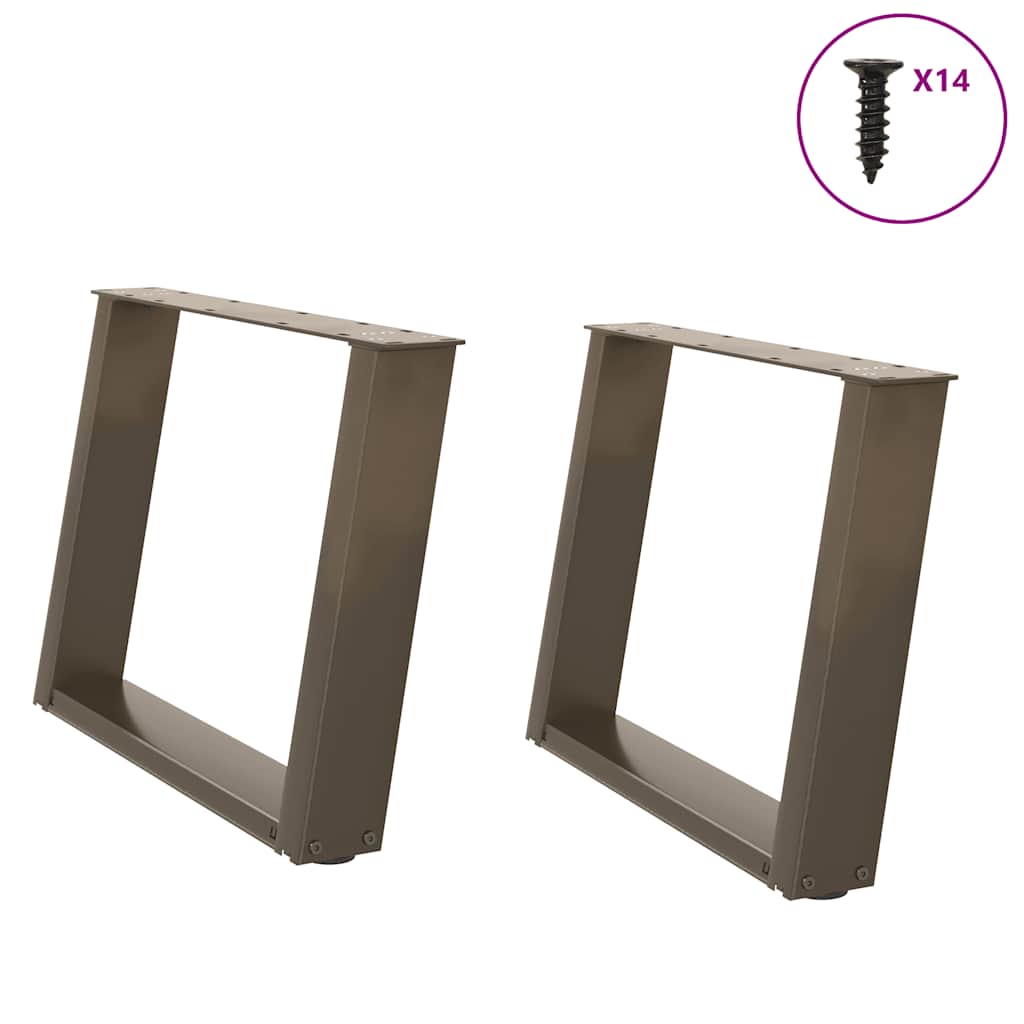 Natural Steel U-Shaped Coffee Table Legs, 2 pcs, 60x(42-43) cm