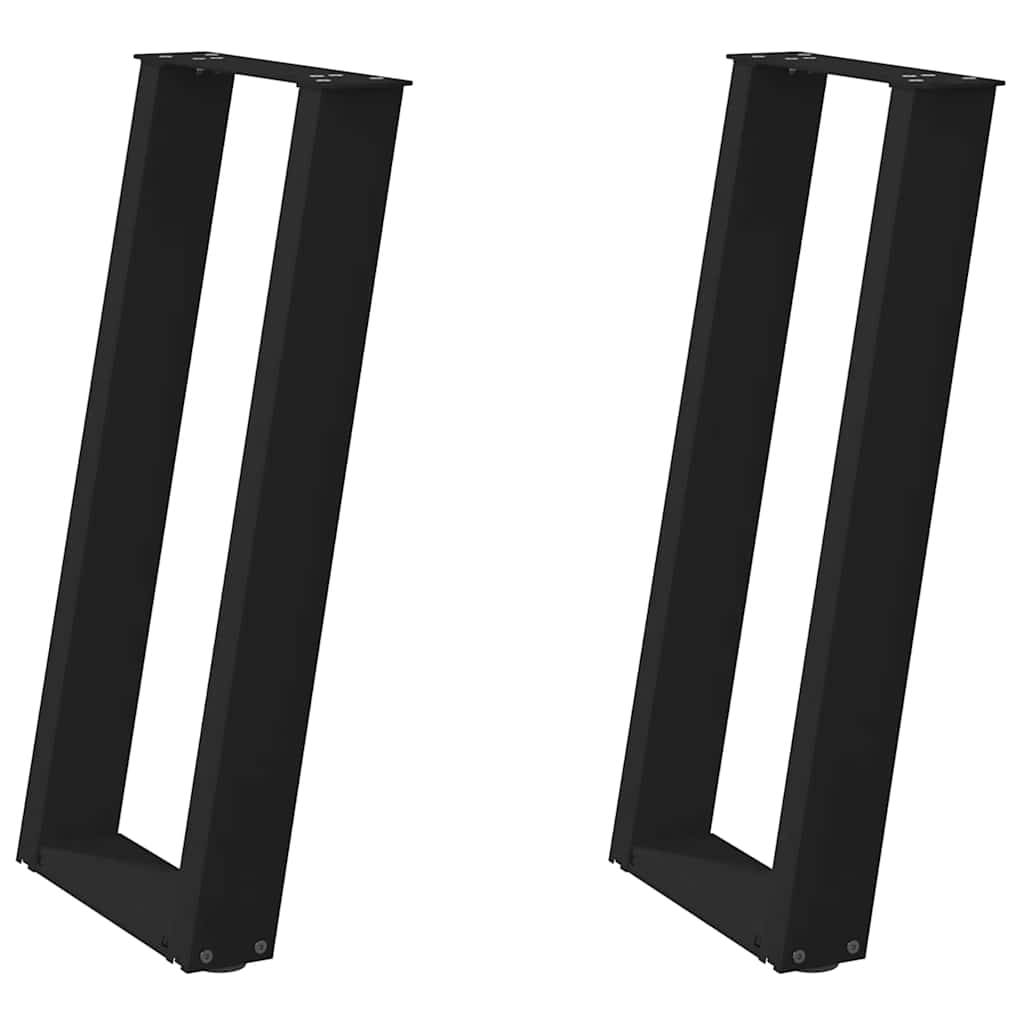 Black U-Shaped Steel Console Table Legs, 2pcs, Adjustable 28x72-73cm