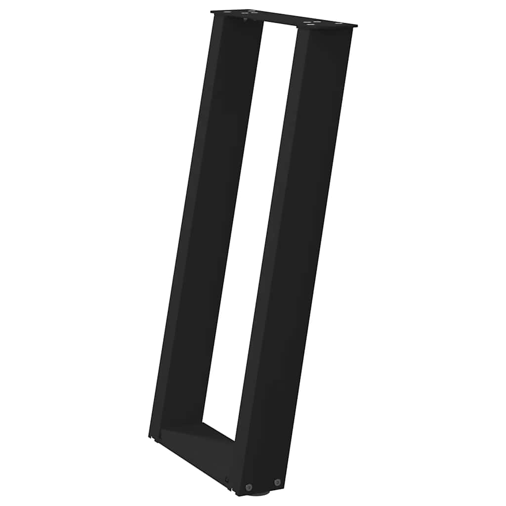 Black U-Shaped Steel Console Table Legs, 2pcs, Adjustable 28x72-73cm
