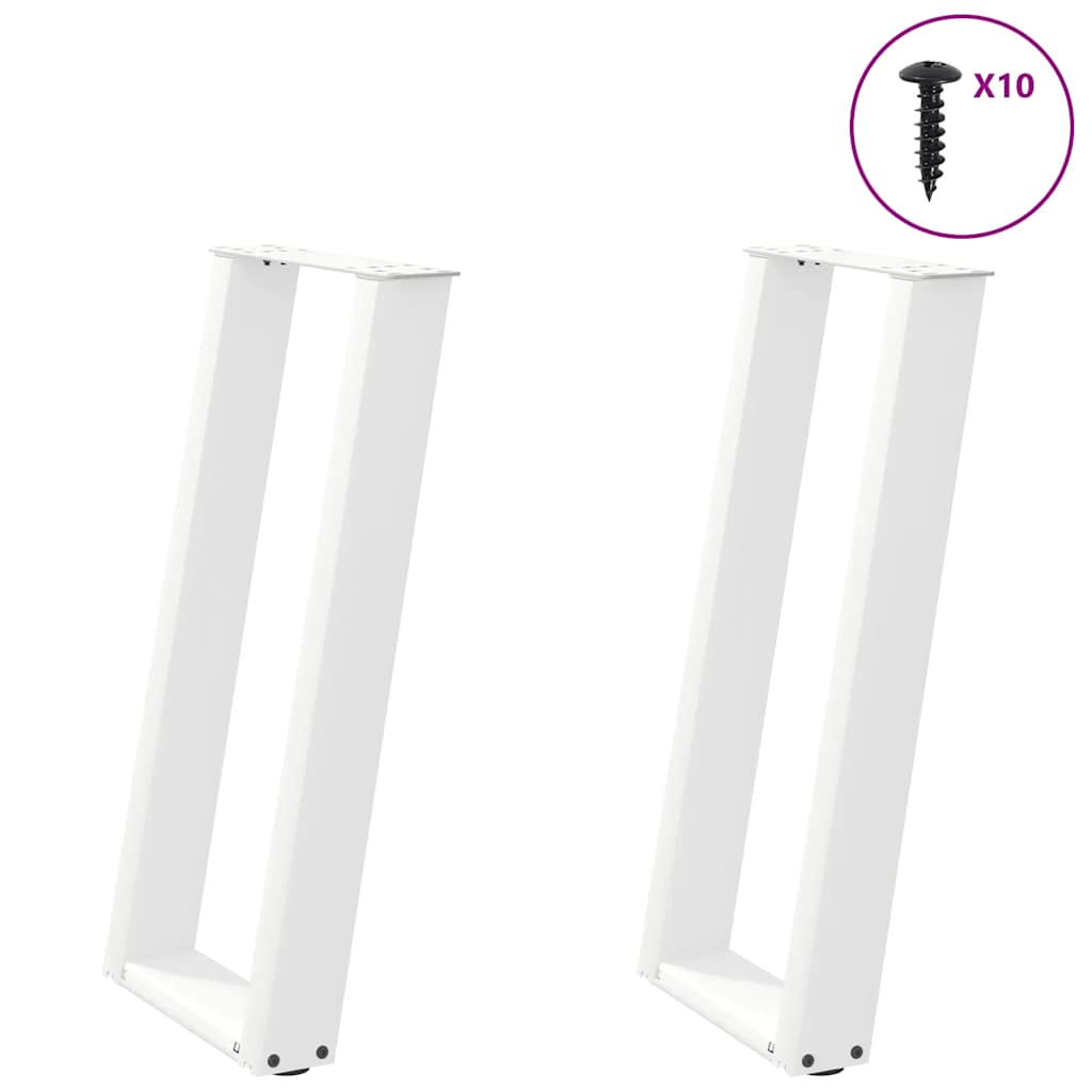 White Steel U-Shaped Console Table Legs, 28x(72-73) cm, 2 Pcs