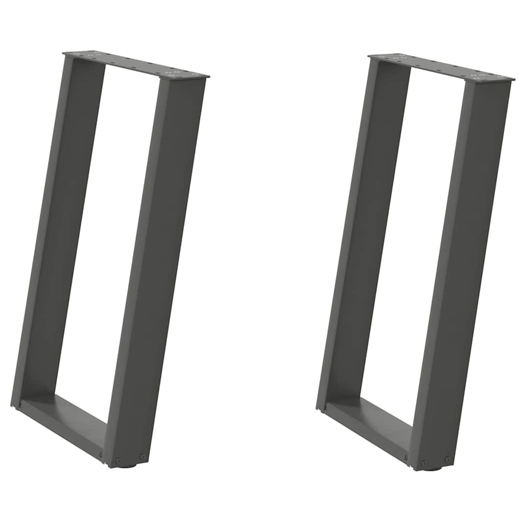 U-Shaped Anthracite Steel Dining Table Legs 2 pcs, Adjustable Height