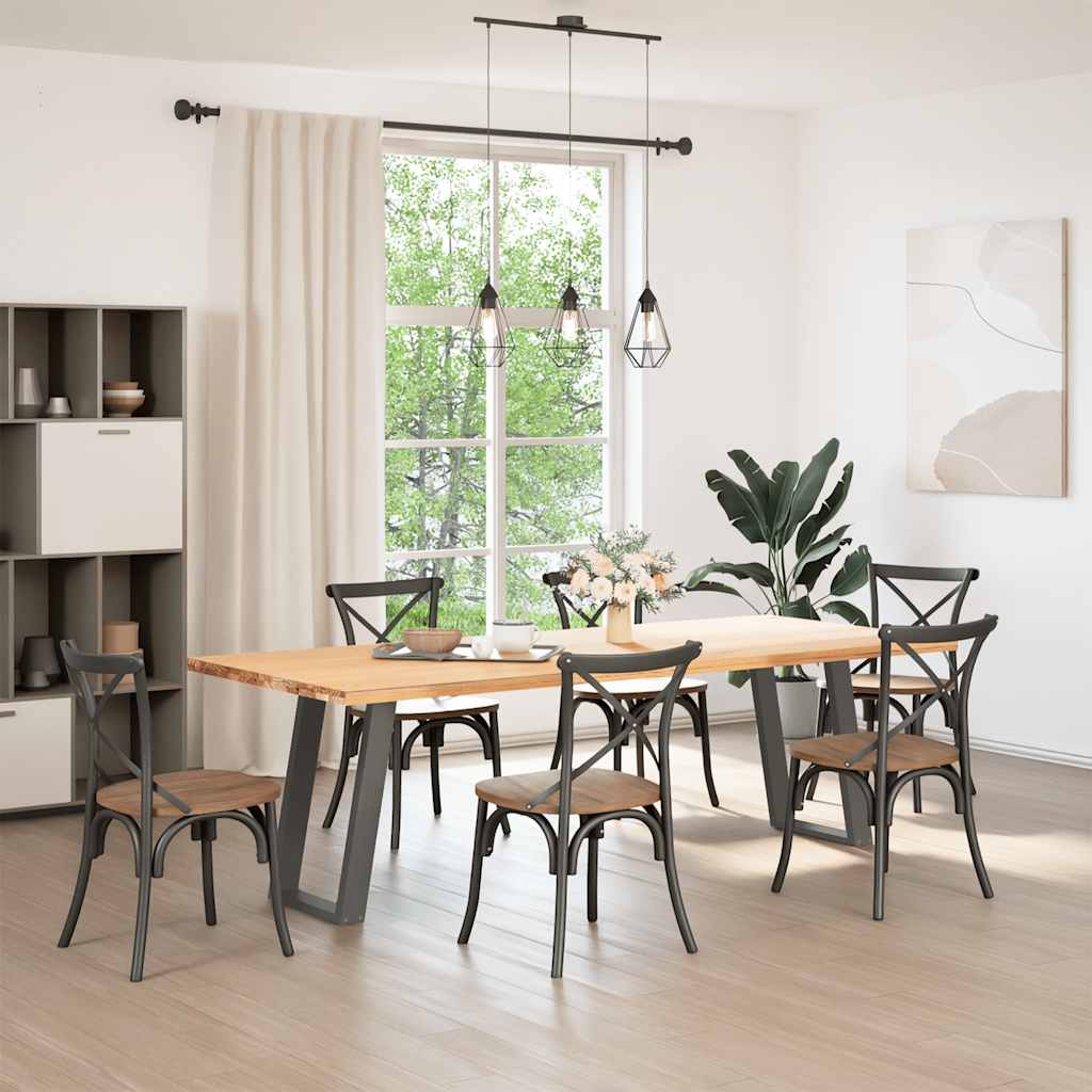 U-Shaped Anthracite Steel Dining Table Legs 2 pcs, Adjustable Height