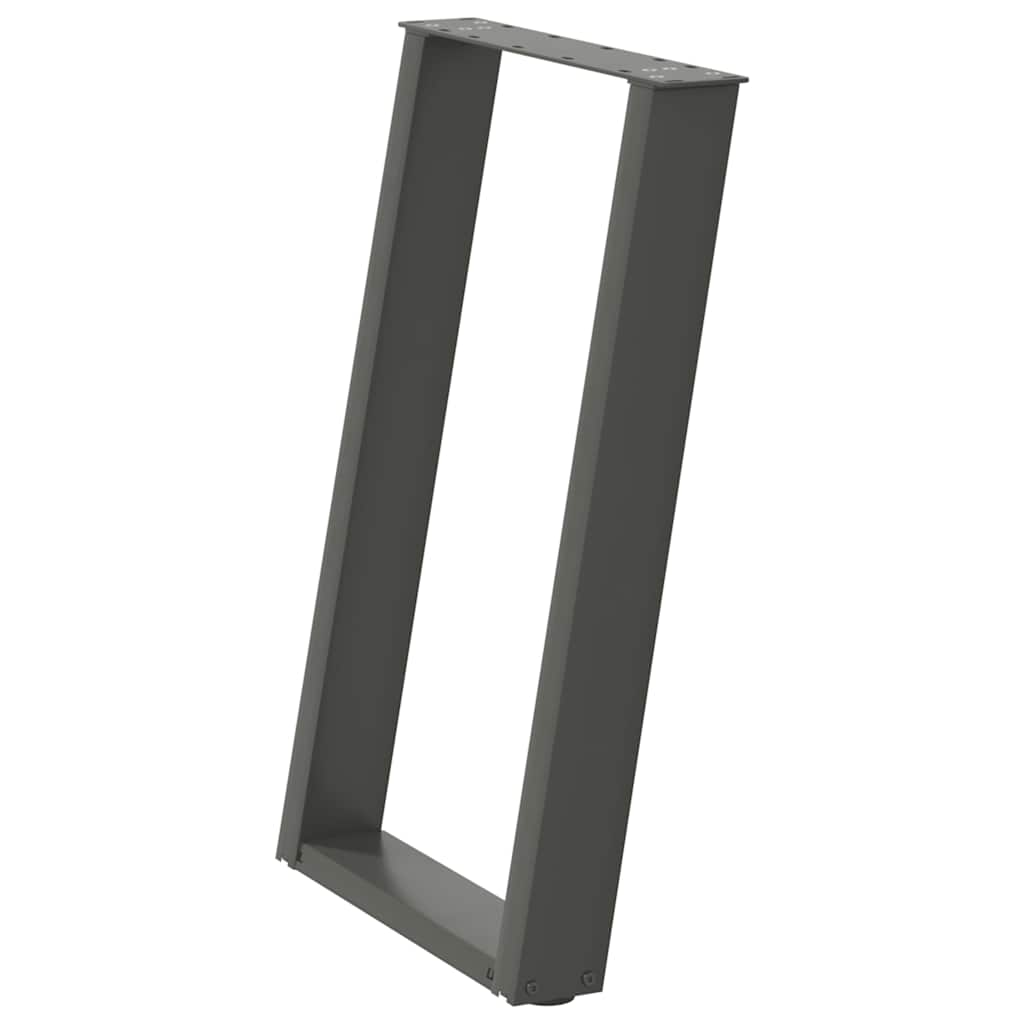 U-Shaped Anthracite Steel Dining Table Legs 2 pcs, Adjustable Height