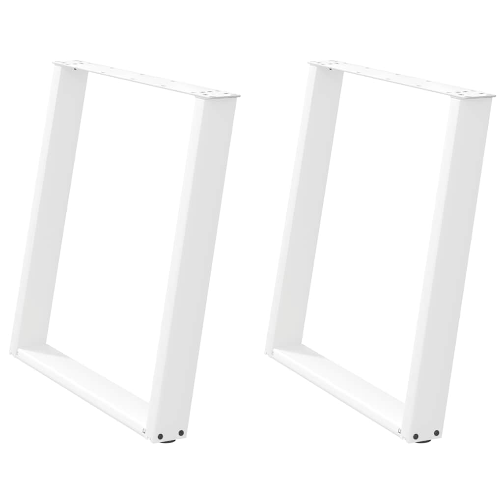 White U-Shaped Steel Dining Table Legs, 2 Pcs, 80x(72-73) cm
