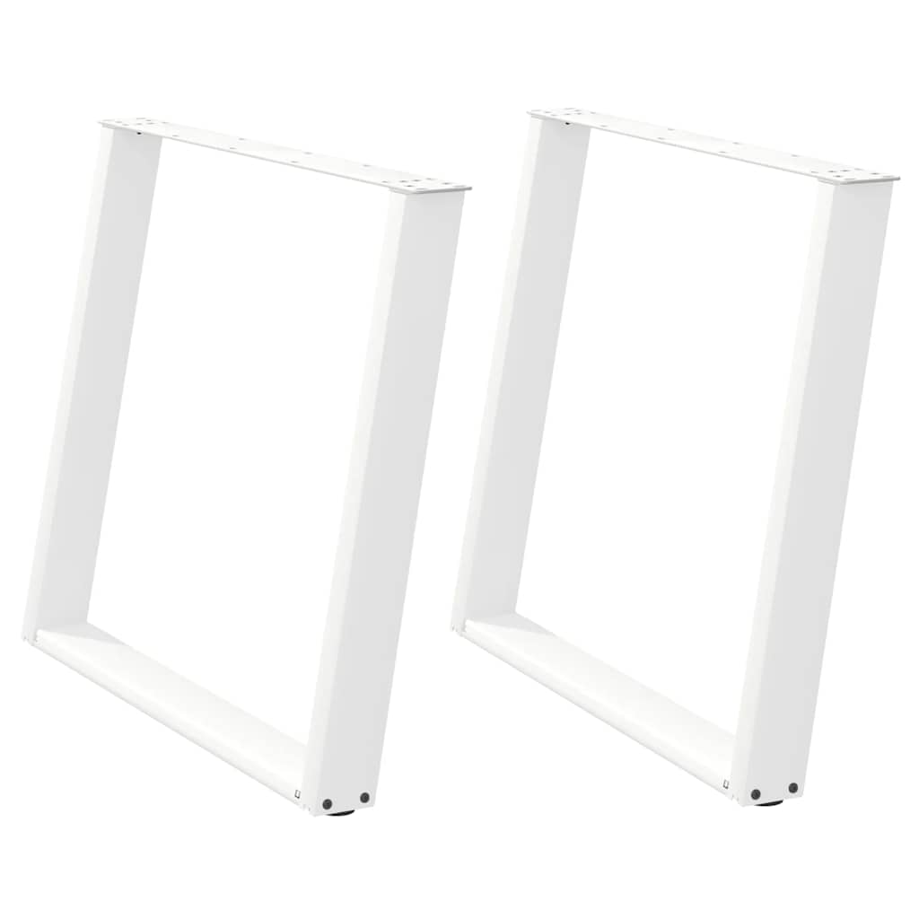 White Steel U-Shaped Dining Table Legs, 2 pcs, Adjustable 90x72-73 cm