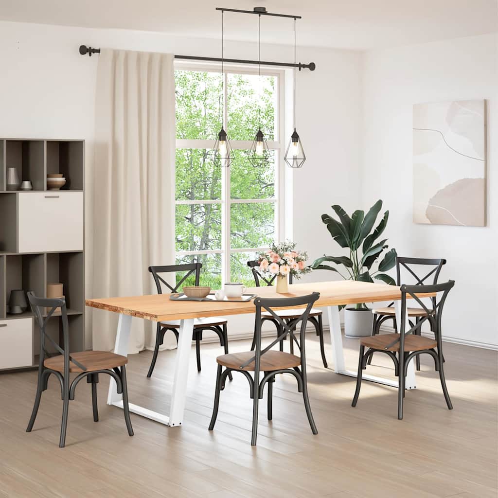 White Steel U-Shaped Dining Table Legs, 2 pcs, Adjustable 90x72-73 cm
