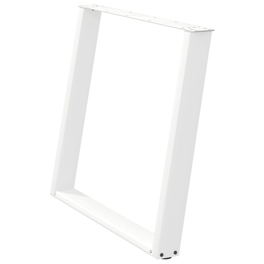 White Steel U-Shaped Dining Table Legs, 2 pcs, Adjustable 90x72-73 cm