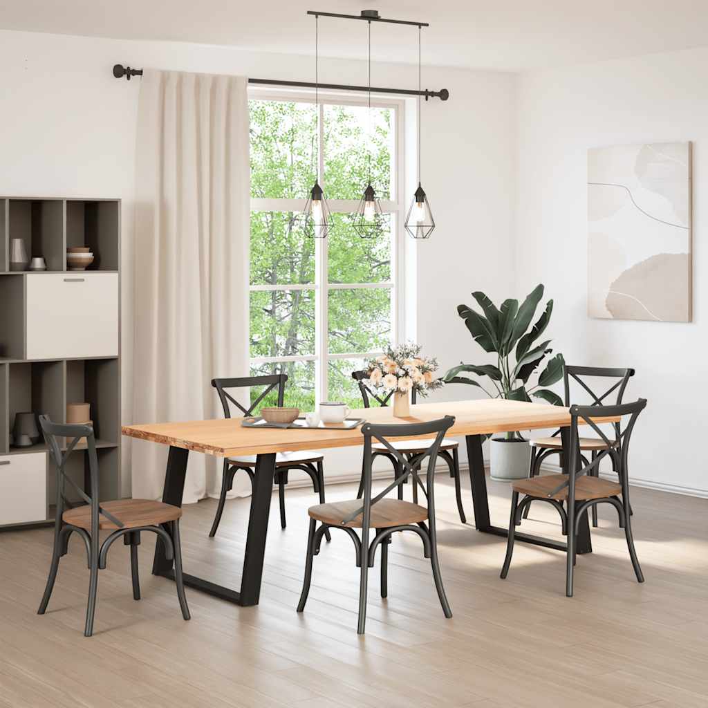 Black Steel U-Shaped Dining Table Legs 2 Pcs 100x72-73 cm