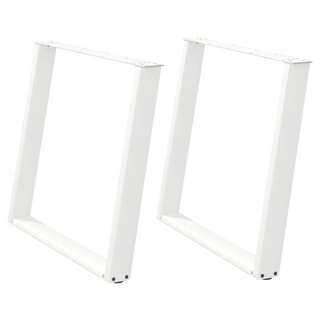 White Steel U-Shaped Dining Table Legs 2pcs, Adjustable 100cm