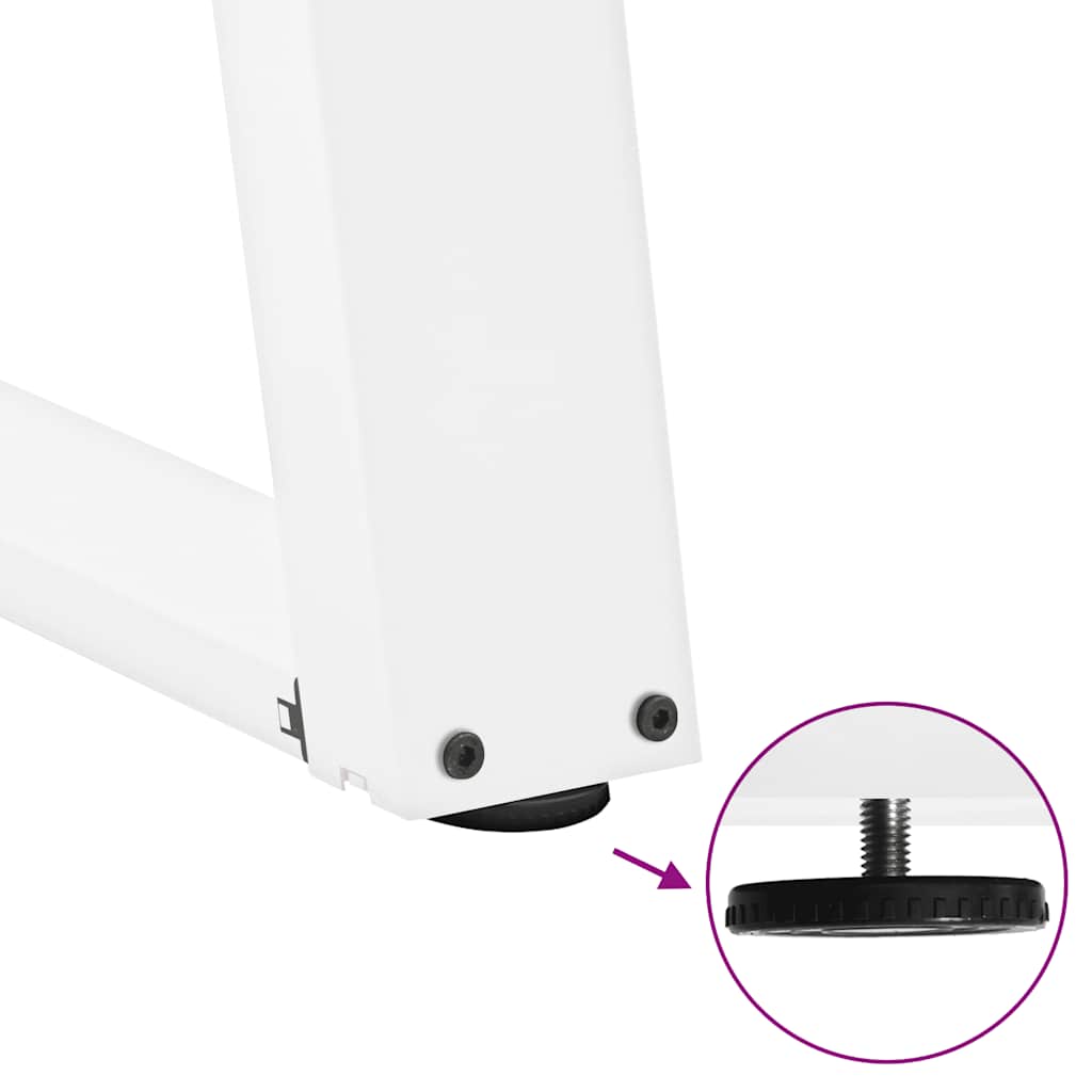 White Steel U-Shaped Dining Table Legs 2pcs, Adjustable 100cm